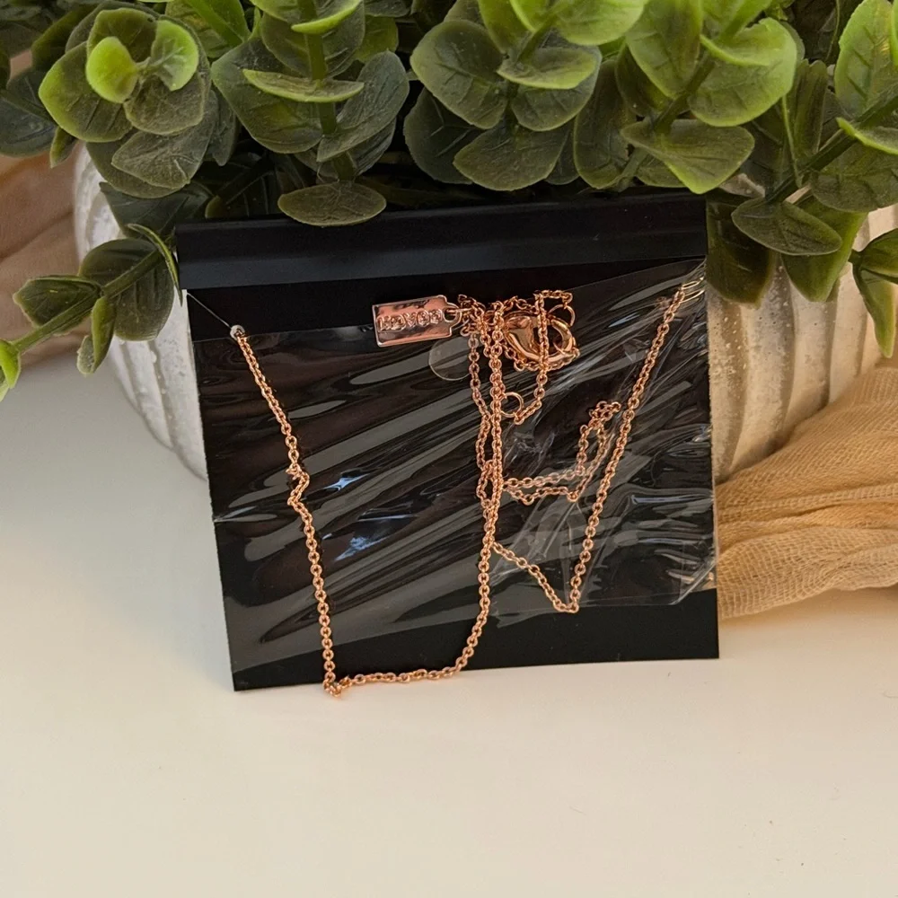 Coach Rose Gold Pave Signature Bar Necklace - Picture 2 of 2